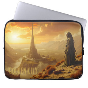 Goldene Stadt Futuristische Sci-Fi-Fantasy-Kunst Laptopschutzhülle