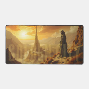 Goldene Stadt Futuristische Sci-Fi-Fantasy-Kunst Schreibtischunterlage