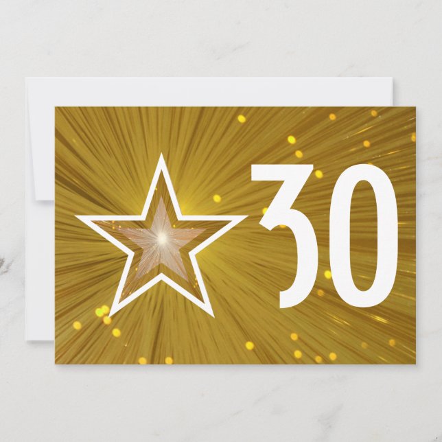 Goldene Star-Einladung zum Geburtstag Einladung (Vorderseite)