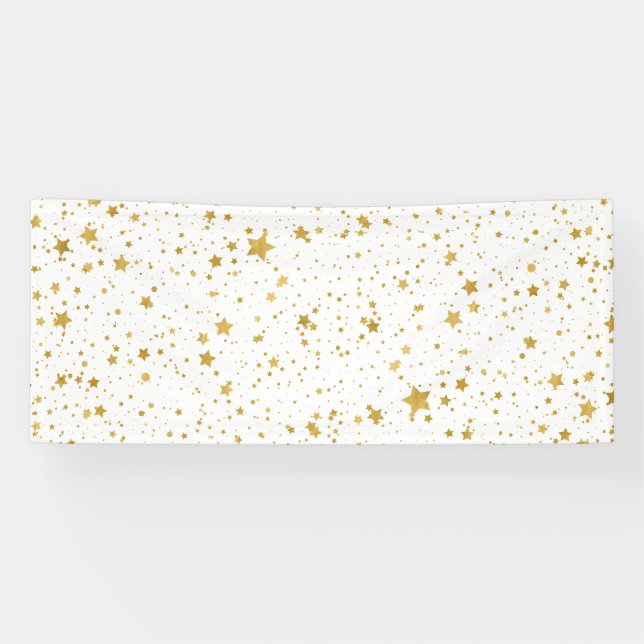 Goldene Stars2 - Reines Weißes Banner (Horizontal)