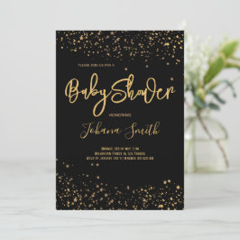 Goldene Stars auf der schwarzen Babydusche Einladu Einladung
