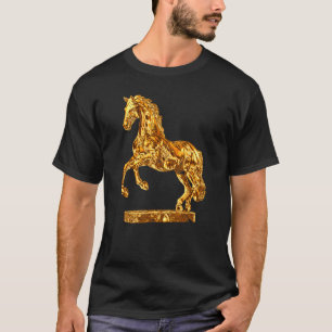 Goldene Statue von Pferd Skulptur 2 T-Shirt