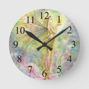 Goldene Stern Feen-Fantasie-Kunstuhr Runde Wanduhr