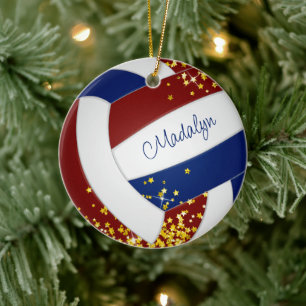 goldene Sterne Akzente Mädchen Maroon blauen Volle Keramik Ornament