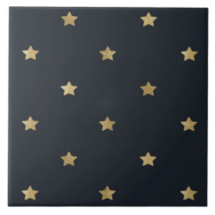 Goldene Sterne am schwarzen Himmel um Mitternacht Fliese