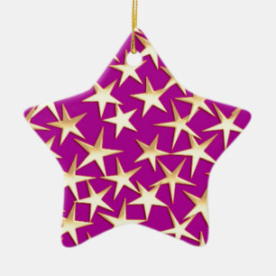 Goldene Sterne auf Amethyst lila Keramikornament