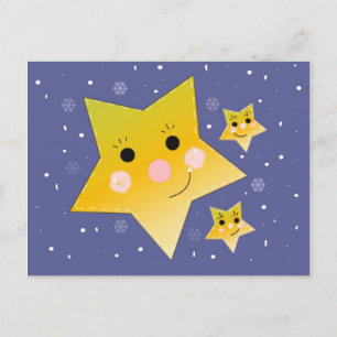 Goldene Sterne auf blauem Himmelshintergrund Postkarte