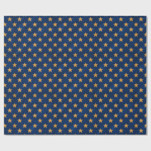 Goldene Sterne auf midnightblauem nahtlosem Muster Geschenkpapier