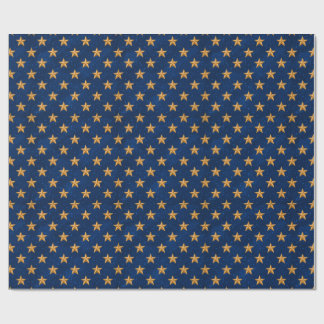 Goldene Sterne auf midnightblauem nahtlosem Muster Geschenkpapier