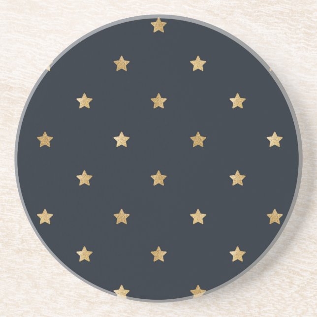 Goldene Sterne auf Mitternachtschwarz Getränkeuntersetzer (Vorne)