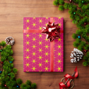Goldene Sterne auf rotem Textil-Wrap-Papier Geschenkpapier