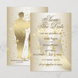 Goldene Sterne Braut und Bräutigam Save The Date