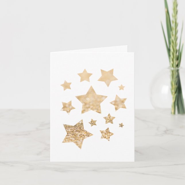 Goldene Sterne Frohe Weihnachtsfeiertage weiß Karte (Vorderseite)
