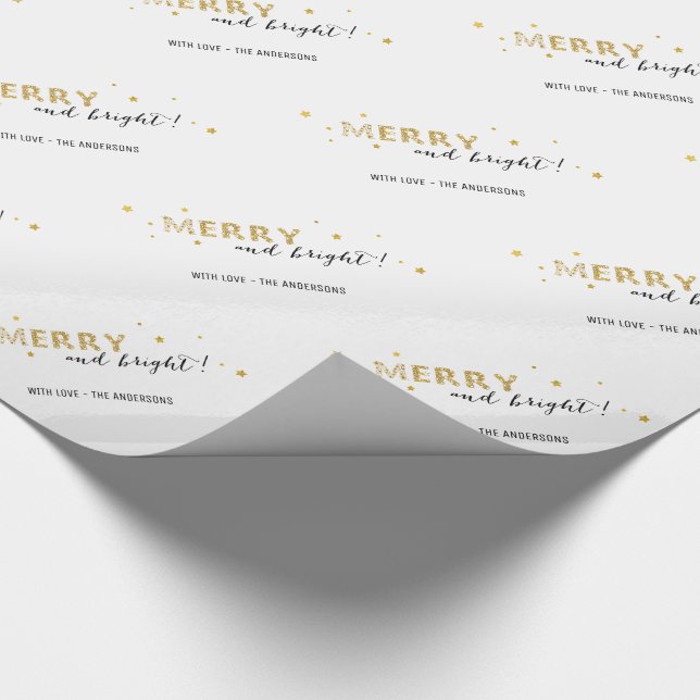Goldene Sterne - Fröhlich und hell Geschenkpapier (Ecke)