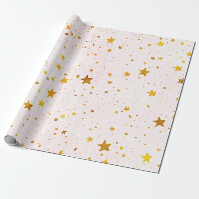 Goldene Sterne Geschenkpapier (Ungerollt)
