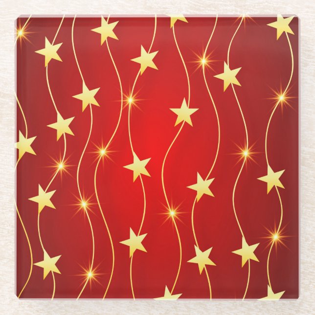 Goldene Sterne Glasuntersetzer (Vorderseite)