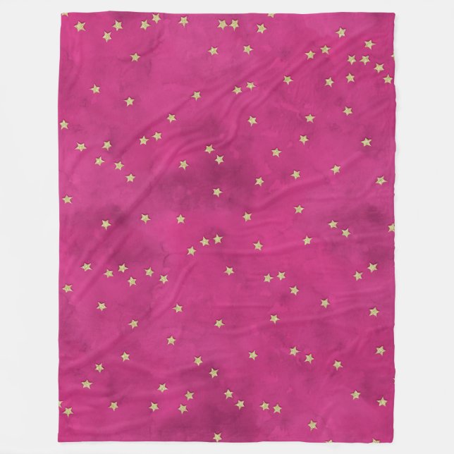 Goldene Sterne im rosa Hintergrund Fleecedecke (Vorderseite)