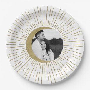 Goldene Sterne Nacht Himmelsaufbruch Mond Hochzeit Pappteller