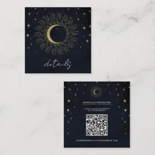 Goldene Sterne Nacht Himmelsaufbruch Mond Hochzeit Quadratische Visitenkarte