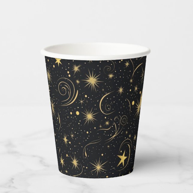 Goldene Sterne Papier-Cup Pappbecher (Vorderseite)