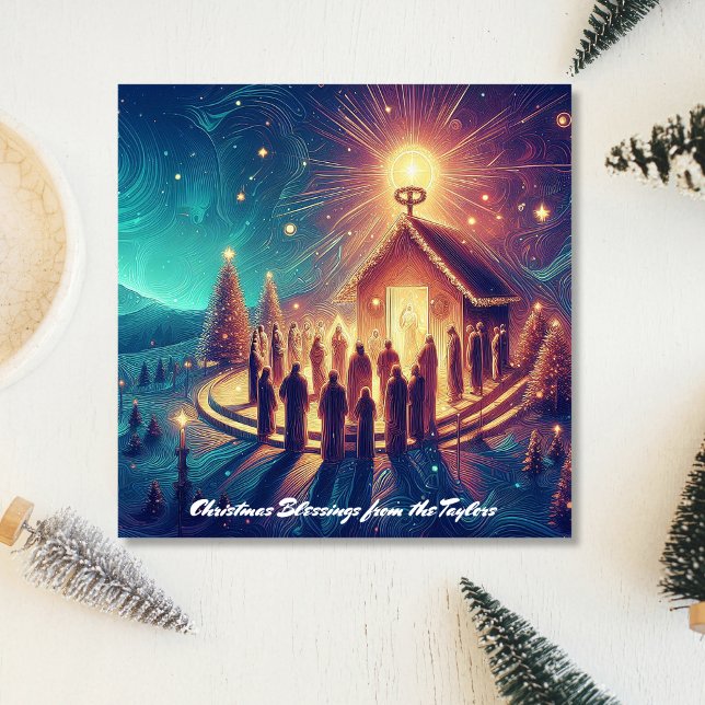 Goldene Sterne Religiöse Jesus Christlich Feiertagskarte (Glory to God Gold Stars Religious Jesus Christian Holiday Card)