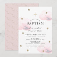 Goldene Sterne & rosa Wolken Girl Baptisse