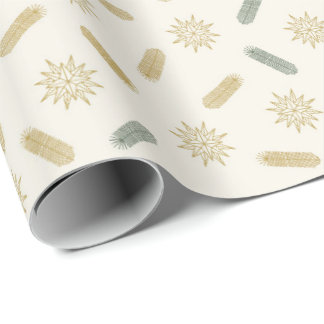 Goldene Sterne und Bäume Brunches Geschenkpapier