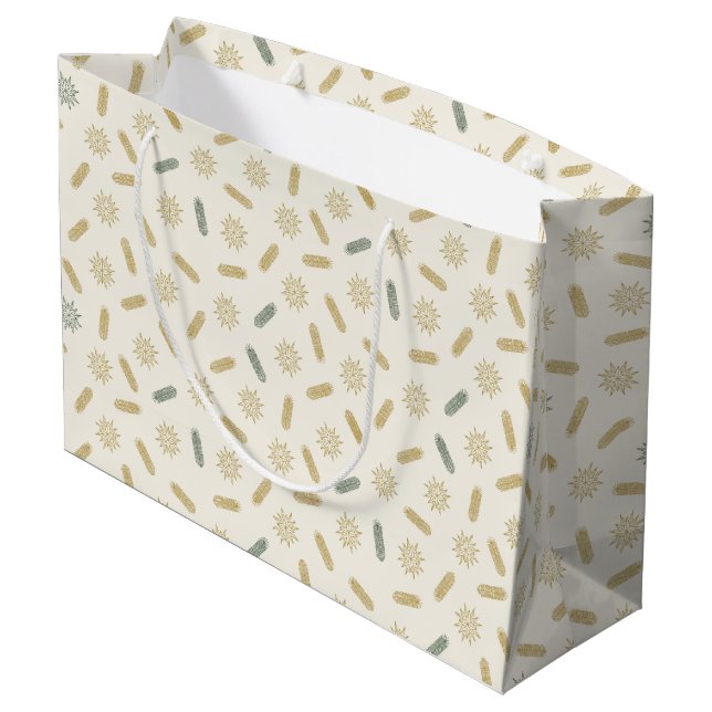 Goldene Sterne und Bäume Brunches Große Geschenktüte (Rückseite Schrägansicht)