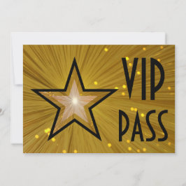 Goldene Sterne "VIP PASS", horizontale schwarze Rü Einladung