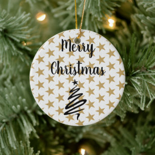 Goldene Sterne Weihnachten Keramik Ornament