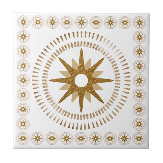 Goldene Sternenexplosion-Medaillon Fliese (Vorderseite)