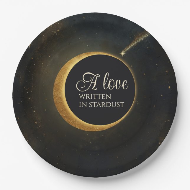 Goldene Sternenstaub-Finsternis Himmelhochzeit  Pappteller (Vorderseite)