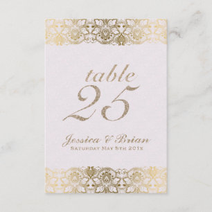 Goldene Stickerei & Weiße Hochzeitstisch-Nummer Einladung
