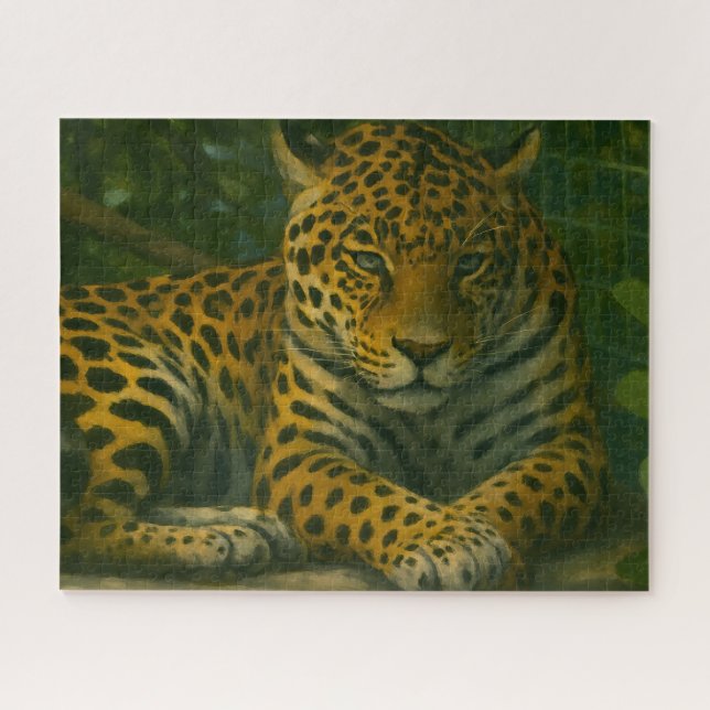 Goldene Stille - ruhender Leopard in Foliage (Horizontal)