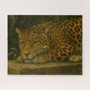 Goldene Stille - ruhender Leopard in Foliage