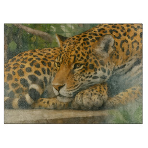 Goldene Stille - ruhender Leopard in Foliage Schneidebrett