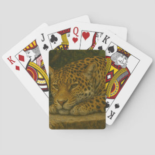 Goldene Stille - ruhender Leopard in Foliage Spielkarten