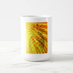 Goldene Strahlen durch eine große Ananas Kaffeetasse