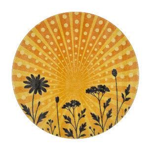Goldene strahlende Punkte-Silhouette Blüte Schneidebrett