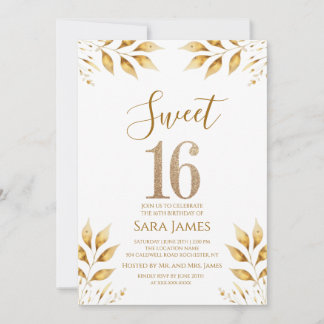 Goldene Strahlkraft Sweet 16 Einladung