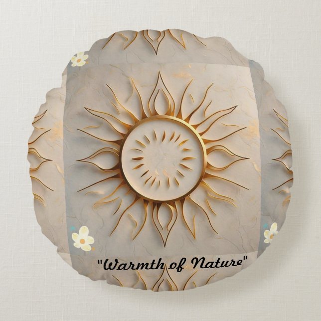 "Goldene Strahlung" Rundes Kissen (Vorderseite)