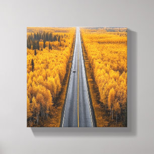 Goldene Straße durch den Wald Leinwanddruck