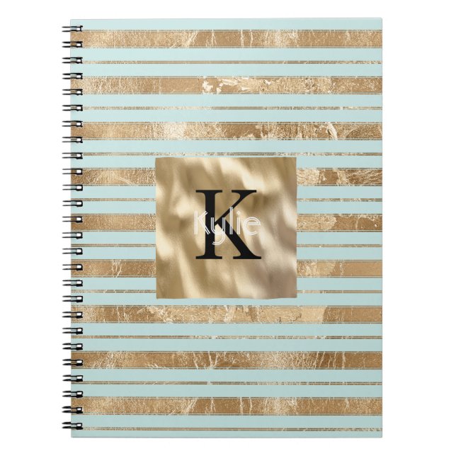 Goldene Streifen mit Monogramm Name Notizblock (Vorderseite)