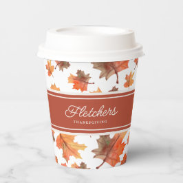 Goldene Streifen und goldene Herbstlaube - individ Pappbecher