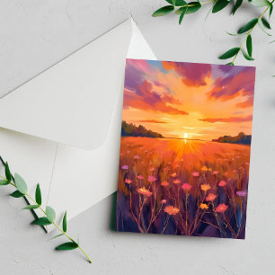 Goldene Stunde Blumenfeld Wasserfarben Sonnenunter