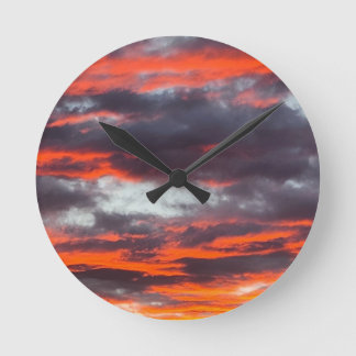 Goldene Stunde Cloudscape Elegantes Foto Runde Wanduhr