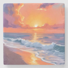 Goldene Stunde Orange Sonnenuntergang Strand Ozean Steinuntersetzer