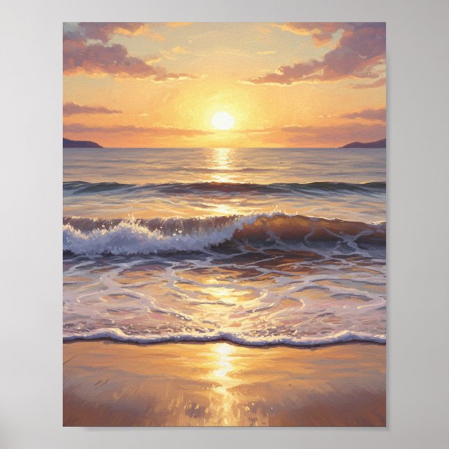Goldene Stunde Ozean Sonnenuntergang Poster (Vorne)