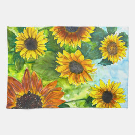 Goldene Stunde Sonnenblume Aquarell Kunst Küchenha Geschirrtuch