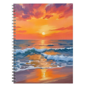 Goldene Stunde Sonnenuntergang Ozean Strand Malere Notizblock